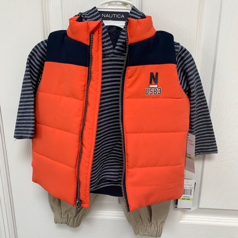 Nautica Baby Boy 3-Piece Puffer Vest Set NWT